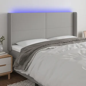 Hoofdbord | Hoofdeinde LED 163x16x118/128 cm stof lichtgrijs Hoofdbord | Hoofdeinde LED 163x16x118/128 cm stof lichtgrijs