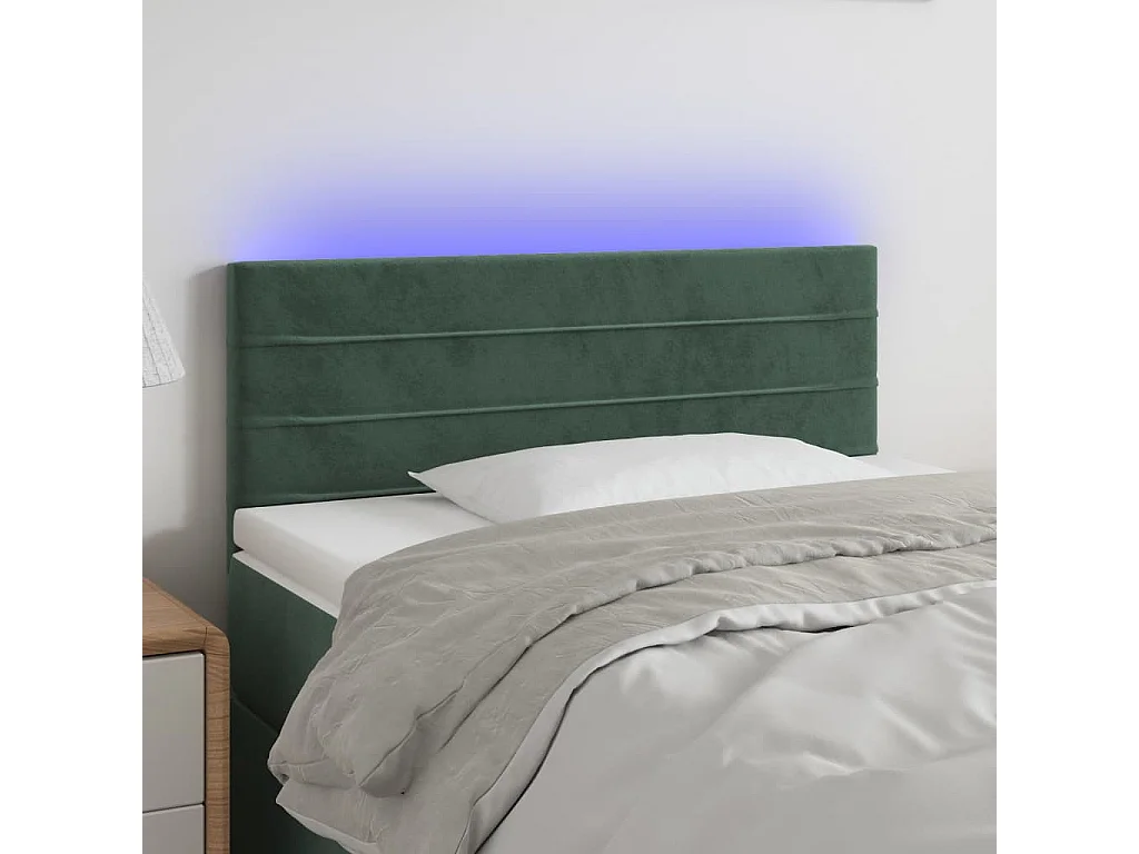Hoofdbord | Hoofdeinde LED 100x5x78/88 cm fluweel donkergroen