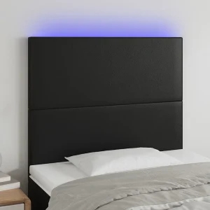 Hoofdbord | Hoofdeinde LED 90x5x118/128 cm kunstleer zwart