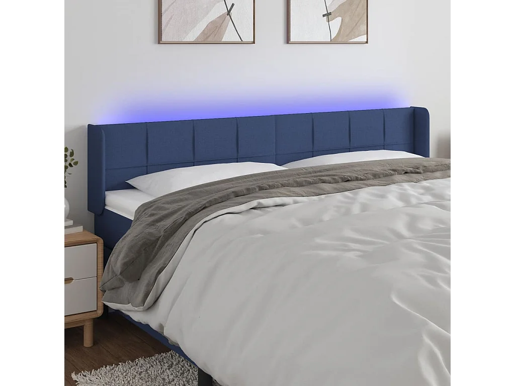 Hoofdbord | Hoofdeinde LED 183x16x78/88 cm stof blauw