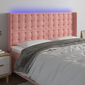 Hoofdbord | Hoofdeinde LED 203x16x118/128 cm fluweel roze Hoofdbord | Hoofdeinde LED 203x16x118/128 cm fluweel roze