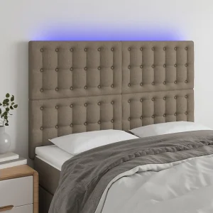 Hoofdbord | Hoofdeinde LED 144x5x118/128 cm stof taupe Hoofdbord | Hoofdeinde LED 144x5x118/128 cm stof taupe