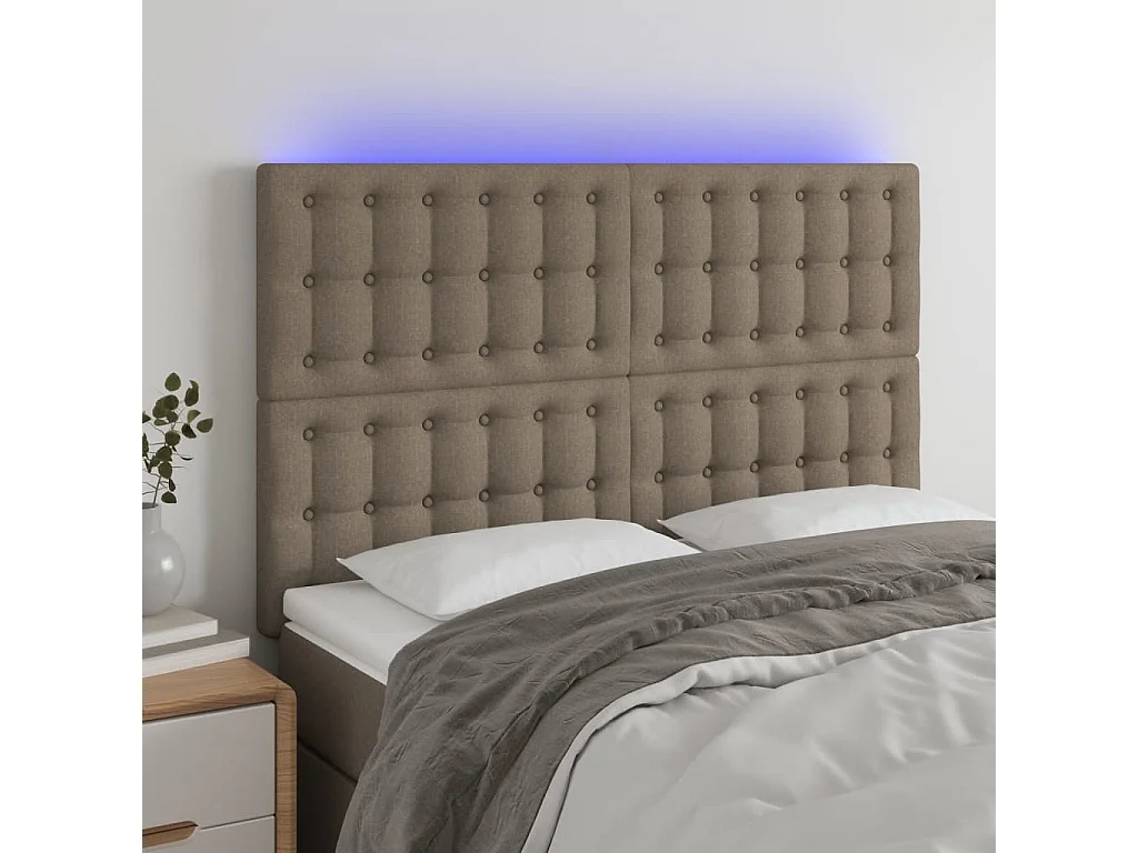 Hoofdbord | Hoofdeinde LED 144x5x118/128 cm stof taupe