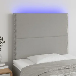 Hoofdbord | Hoofdeinde LED 90x5x118/128 cm stof lichtgrijs Hoofdbord | Hoofdeinde LED 90x5x118/128 cm stof lichtgrijs