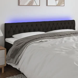 Hoofdbord | Hoofdeinde LED 180x7x78/88 cm stof zwart Hoofdbord | Hoofdeinde LED 180x7x78/88 cm stof zwart