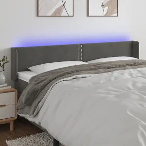 Hoofdbord | Hoofdeinde LED 183x16x78/88 cm fluweel donkergrijs Hoofdbord | Hoofdeinde LED 183x16x78/88 cm fluweel donkergrijs