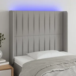 Hoofdbord | Hoofdeinde LED 83x16x118/128 cm stof lichtgrijs