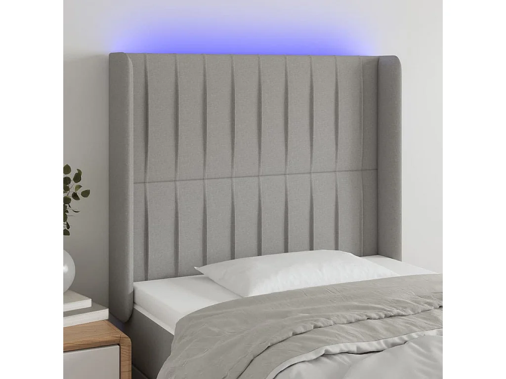 Hoofdbord | Hoofdeinde LED 83x16x118/128 cm stof lichtgrijs