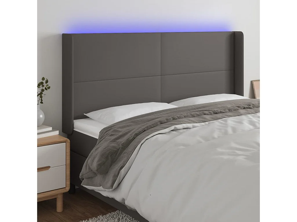Hoofdbord | Hoofdeinde LED 183x16x118/128 cm kunstleer grijs