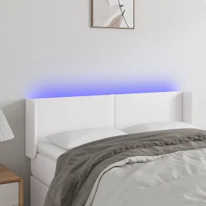 Hoofdbord | Hoofdeinde LED 147x16x78/88 cm kunstleer wit