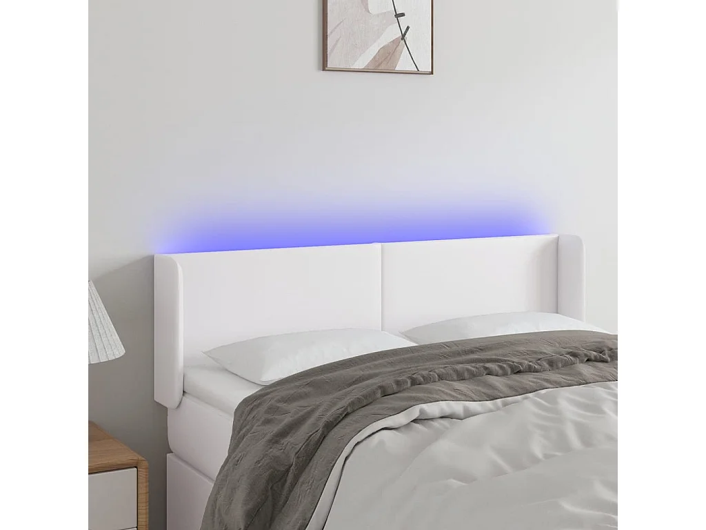 Hoofdbord | Hoofdeinde LED 147x16x78/88 cm kunstleer wit