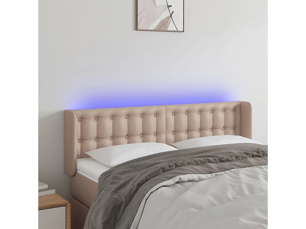 Hoofdbord | Hoofdeinde LED 147x16x78/88 cm kunstleer cappuccinokleurig