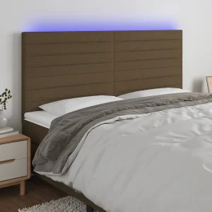 Hoofdbord | Hoofdeinde LED 180x5x118/128 cm stof donkerbruin Hoofdbord | Hoofdeinde LED 180x5x118/128 cm stof donkerbruin