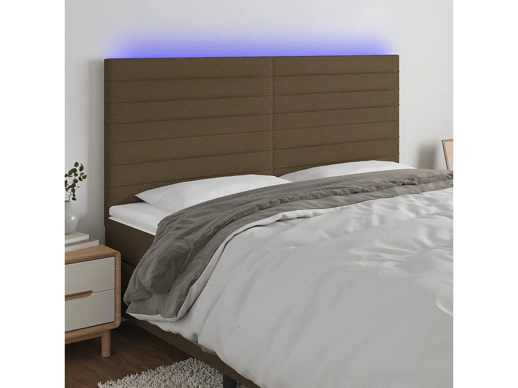 Hoofdbord | Hoofdeinde LED 180x5x118/128 cm stof donkerbruin