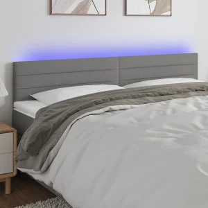 Hoofdbord | Hoofdeinde LED 180x5x78/88 cm stof donkergrijs