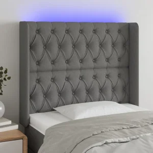Hoofdbord | Hoofdeinde LED 93x16x118/128 cm stof donkergrijs Hoofdbord | Hoofdeinde LED 93x16x118/128 cm stof donkergrijs