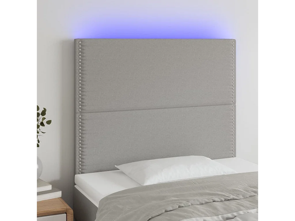 Hoofdbord | Hoofdeinde LED 100x5x118/128 cm stof lichtgrijs