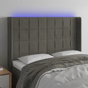 Hoofdbord | Hoofdeinde LED 147x16x118/128 cm fluweel donkergrijs