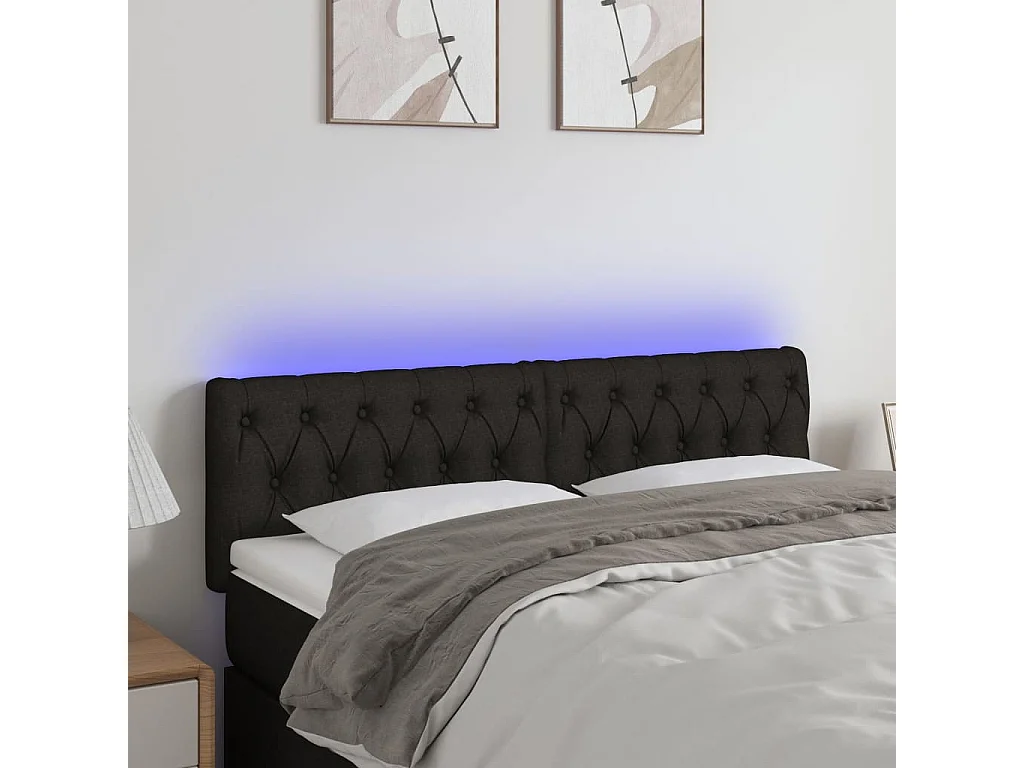 Hoofdbord | Hoofdeinde LED 160x7x78/88 cm stof zwart