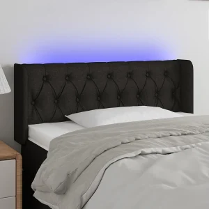 Hoofdbord | Hoofdeinde LED 93x16x78/88 cm stof zwart Hoofdbord | Hoofdeinde LED 93x16x78/88 cm stof zwart