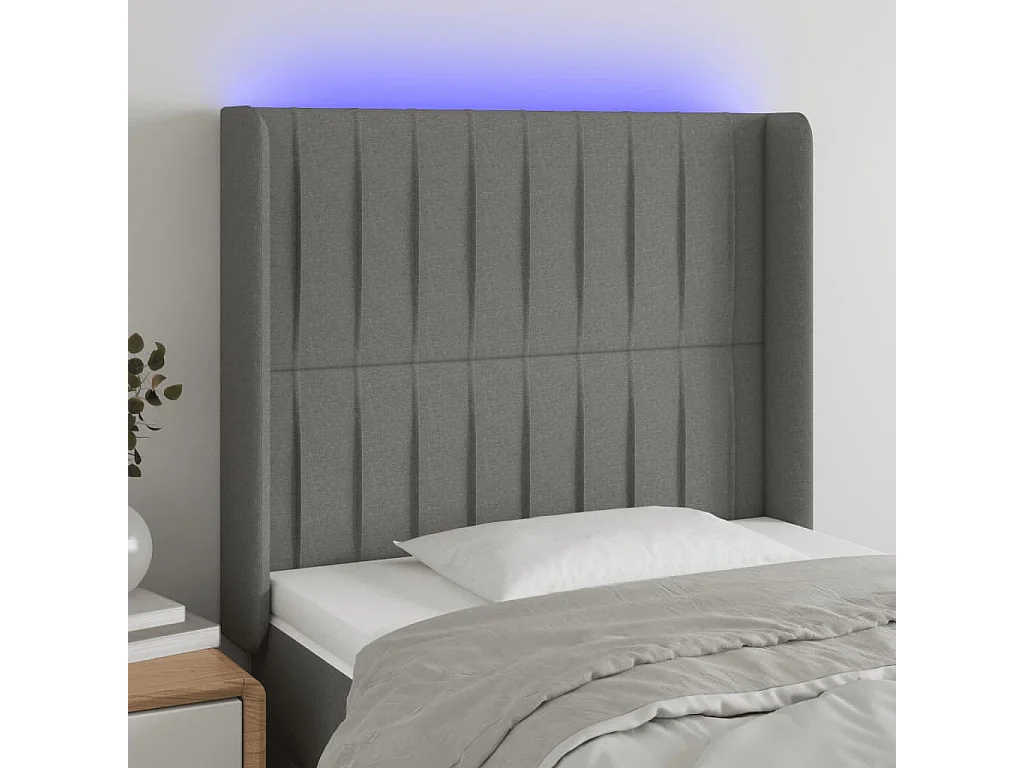 Hoofdbord | Hoofdeinde LED 103x16x118/128 cm stof donkergrijs