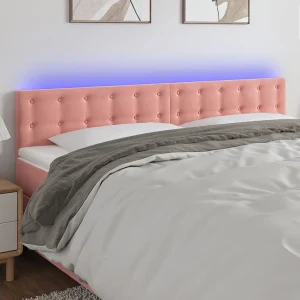 Hoofdbord | Hoofdeinde LED 160x5x78/88 cm fluweel roze Hoofdbord | Hoofdeinde LED 160x5x78/88 cm fluweel roze