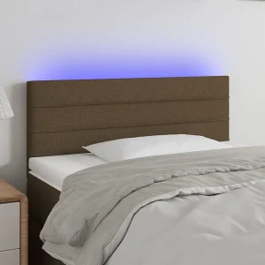 Hoofdbord | Hoofdeinde LED 80x5x78/88 cm stof donkerbruin