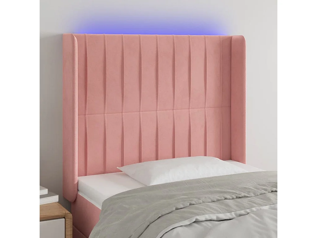 Hoofdbord | Hoofdeinde LED 103x16x118/128 cm fluweel roze