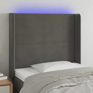 Hoofdbord | Hoofdeinde LED 93x16x118/128 cm fluweel donkergrijs Hoofdbord | Hoofdeinde LED 93x16x118/128 cm fluweel donkergrijs