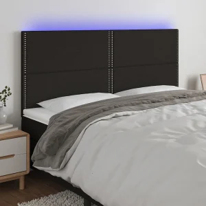 Hoofdbord | Hoofdeinde LED 200x5x118/128 cm stof zwart
