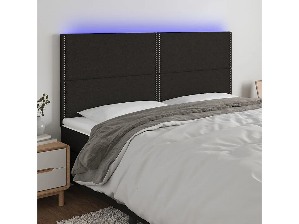 Hoofdbord | Hoofdeinde LED 200x5x118/128 cm stof zwart