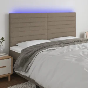 Hoofdbord | Hoofdeinde LED 180x5x118/128 cm stof taupe Hoofdbord | Hoofdeinde LED 180x5x118/128 cm stof taupe
