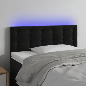 Hoofdbord | Hoofdeinde LED 100x5x78/88 cm fluweel zwart Hoofdbord | Hoofdeinde LED 100x5x78/88 cm fluweel zwart