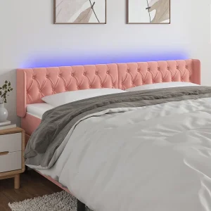 Hoofdbord | Hoofdeinde LED 183x16x78/88 cm fluweel roze Hoofdbord | Hoofdeinde LED 183x16x78/88 cm fluweel roze