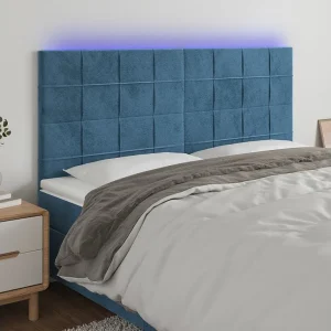 Hoofdbord | Hoofdeinde LED 180x5x118/128 cm fluweel donkerblauw Hoofdbord | Hoofdeinde LED 180x5x118/128 cm fluweel donkerblauw