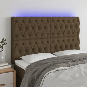 Hoofdbord | Hoofdeinde LED 160x7x118/128 cm stof donkerbruin Hoofdbord | Hoofdeinde LED 160x7x118/128 cm stof donkerbruin
