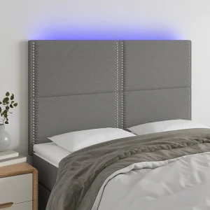 Hoofdbord | Hoofdeinde LED 144x5x118/128 cm stof donkergrijs Hoofdbord | Hoofdeinde LED 144x5x118/128 cm stof donkergrijs
