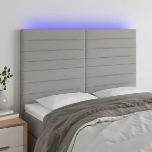Hoofdbord | Hoofdeinde LED 144x5x118/128 cm stof lichtgrijs Hoofdbord | Hoofdeinde LED 144x5x118/128 cm stof lichtgrijs