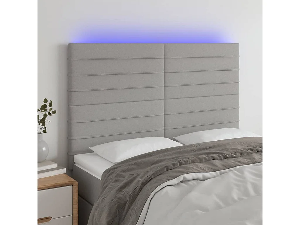 Hoofdbord | Hoofdeinde LED 144x5x118/128 cm stof lichtgrijs
