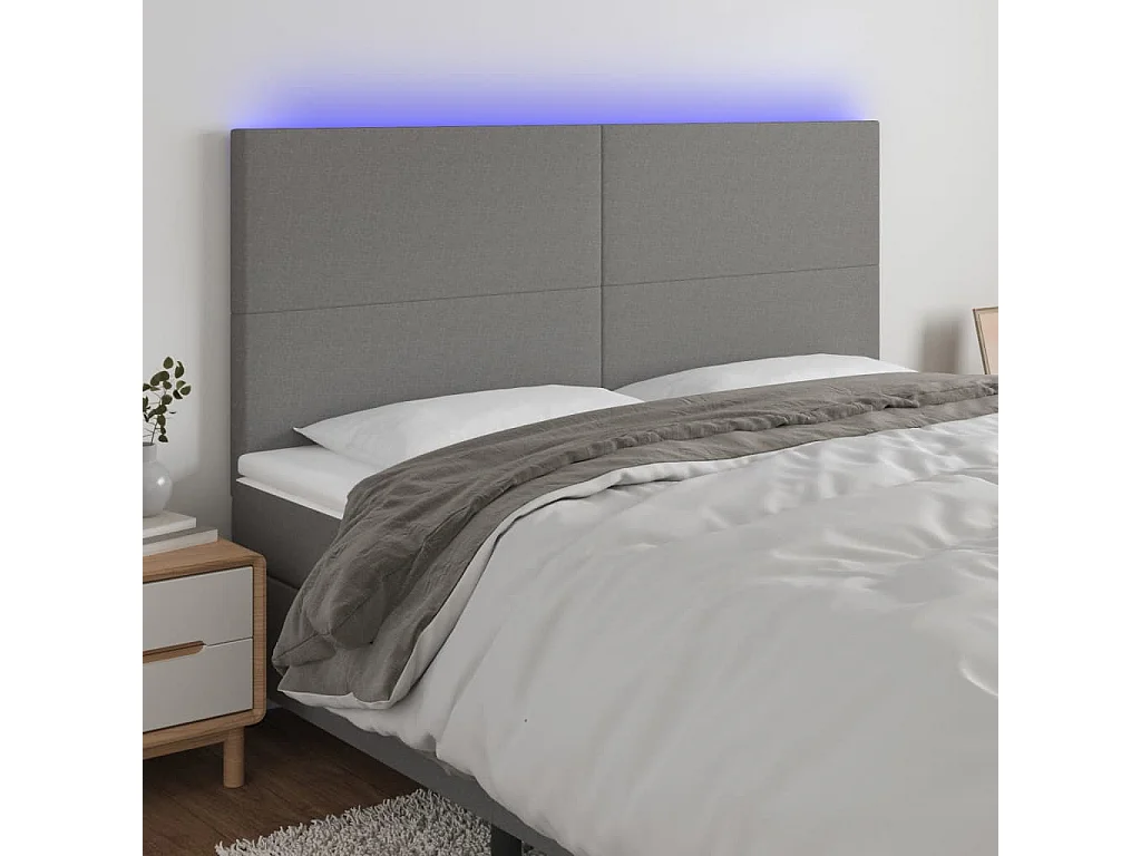 Hoofdbord | Hoofdeinde LED 180x5x118/128 cm stof donkergrijs