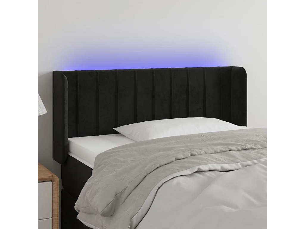Hoofdbord | Hoofdeinde LED 93x16x78/88 cm fluweel zwart