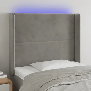 Hoofdbord | Hoofdeinde LED 103x16x118/128 cm fluweel lichtgrijs Hoofdbord | Hoofdeinde LED 103x16x118/128 cm fluweel lichtgrijs