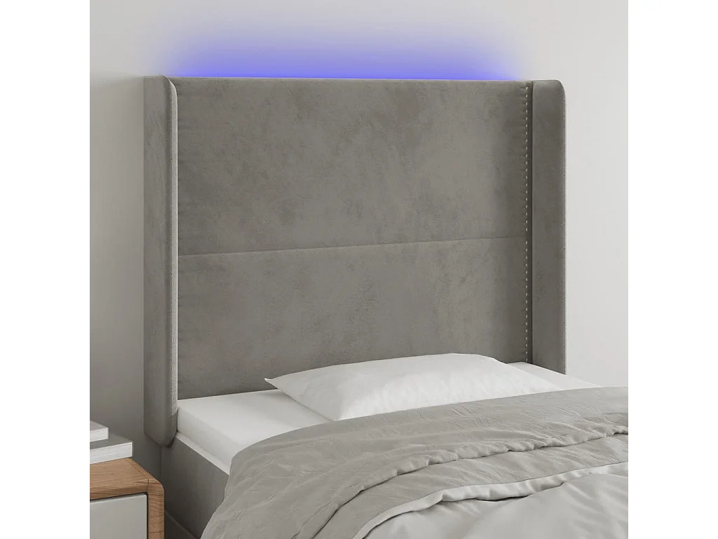 Hoofdbord | Hoofdeinde LED 103x16x118/128 cm fluweel lichtgrijs
