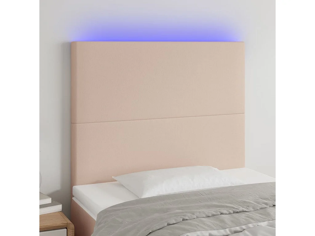 Hoofdbord | Hoofdeinde LED 90x5x118/128 cm kunstleer cappuccinokleurig