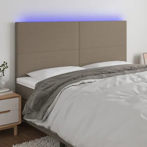 Hoofdbord | Hoofdeinde LED 160x5x118/128 cm stof taupe Hoofdbord | Hoofdeinde LED 160x5x118/128 cm stof taupe
