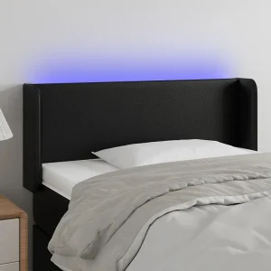 Hoofdbord | Hoofdeinde LED 93x16x78/88 cm kunstleer zwart Hoofdbord | Hoofdeinde LED 93x16x78/88 cm kunstleer zwart