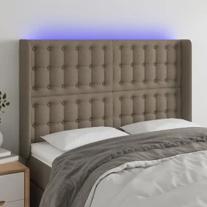 Hoofdbord | Hoofdeinde LED 147x16x118/128 cm stof taupe