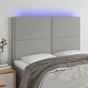 Hoofdbord | Hoofdeinde LED 144x5x118/128 cm stof lichtgrijs Hoofdbord | Hoofdeinde LED 144x5x118/128 cm stof lichtgrijs
