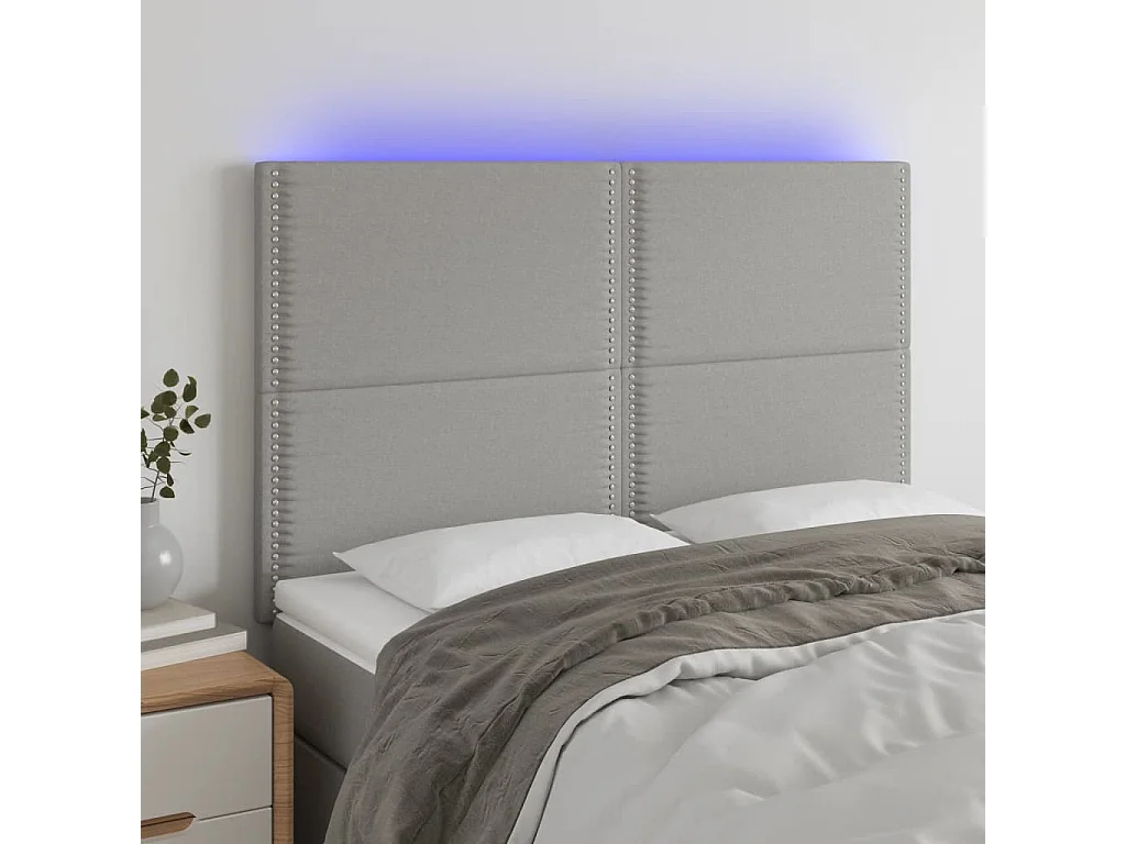 Hoofdbord | Hoofdeinde LED 144x5x118/128 cm stof lichtgrijs