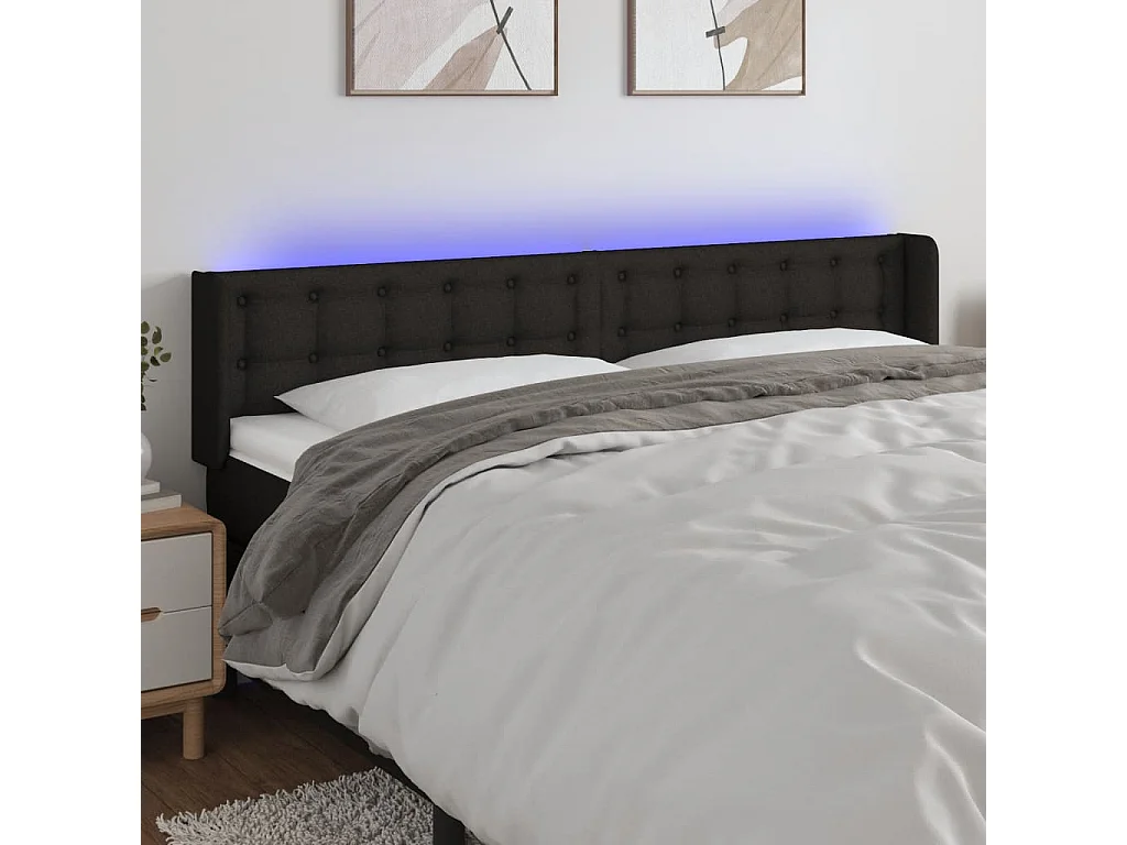 Hoofdbord | Hoofdeinde LED 183x16x78/88 cm stof zwart